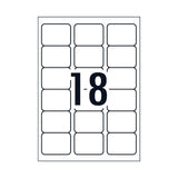 AVERY L7161 Laser Labels - 18 per Sheet, Pack of 100 - Top-Down View