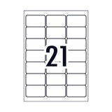 AVERY Laser Label L7060 21Up Pack of 25 - Top-Down View