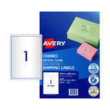 AVERY Laser Label Clear L7567 1Up Pack of 25 - Front View