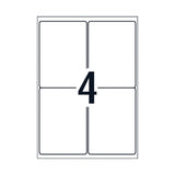 AVERY L7069 Laser Labels - 4 Labels per Sheet, Pack of 25 - Top-Down View