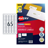 Avery Quick Peel Address Labels L7651 - 65 Labels per Sheet, Pack of 10