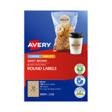 AVERY Round Brown Labels 60mm 12 Per Sheet Pack of 15 - Side View