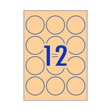 AVERY Round Brown Labels 60mm 12 Per Sheet Pack of 15 - Top-Down View