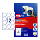 AVERY Round Labels L7104, 60mm, 12 per Sheet, Pack of 10