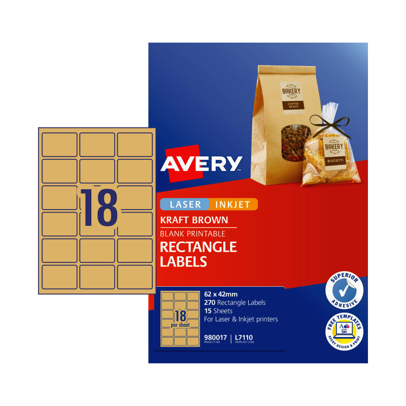 AVERY Rectangular Brown Labels L7110 - Pack of 270