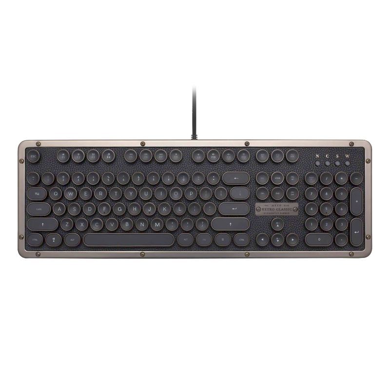 AZIO Vintage Style Keyboard in Black and Grey