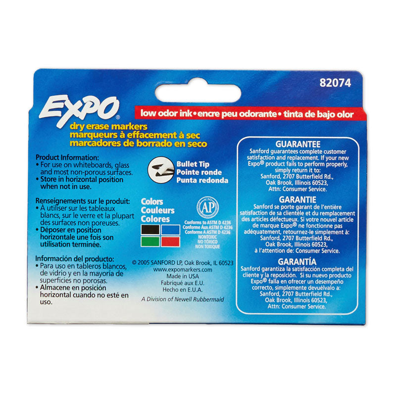 EXPO Assorted Bullet Tip White Board Markers - Box of 4