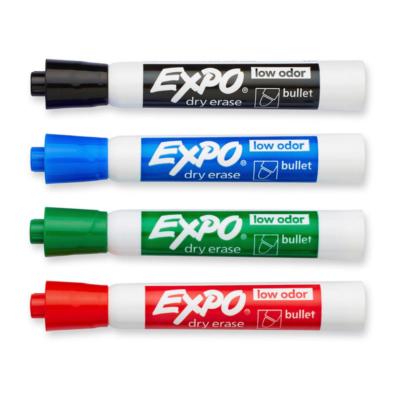EXPO Assorted Bullet Tip White Board Markers - Box of 4