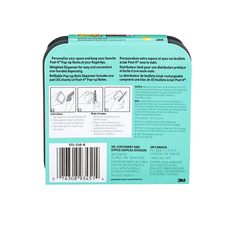 Steel Top Pop-Up Post-It Dispenser STL-330-B