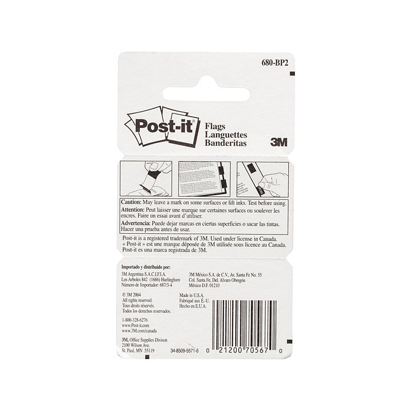 Bright Pink Post-it Flags 680-BP2 - Pack of 2, Box of 6