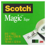 SCOTCH Magic Tape 810 19mm Box of 12 - Top-Down View