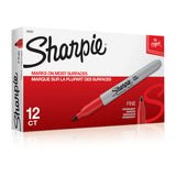 SHARPIE Fine Point Permanent Marker Red Box of 12 - Front View