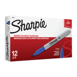 SHARPIE Fine Point Permanent Marker Blu Box of 12 - Front View