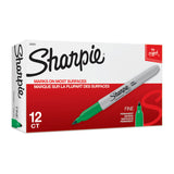 SHARPIE Permanent Marker Fine Point Green Box of 12 - Front View