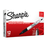 SHARPIE Twin Tip Permanent Marker Black Box of 12 - Front View