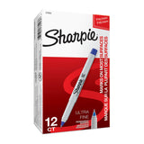 SHARPIE Ultra Fine Point Permanent Marker Blu Box of 12 - Side View