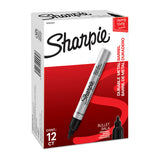 SHARPIE Metal Finish Permanent Marker Bullet Tip Black Box of 12