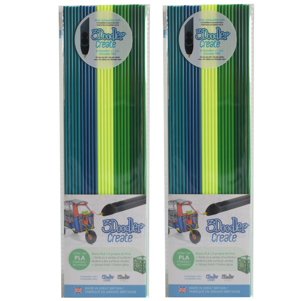 3Doodler Create PLA Plastic Rainforest Raver - 2-Pack Set