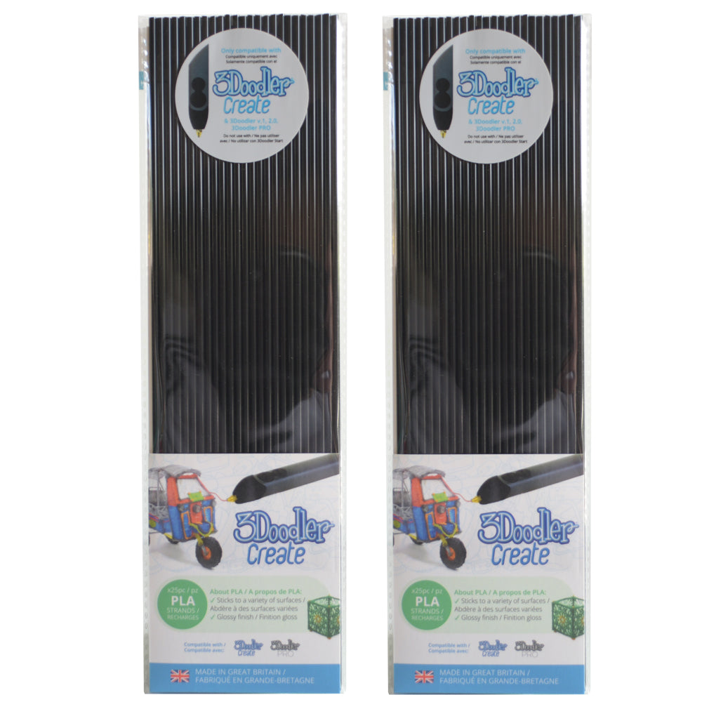 3Doodler Create PLA Plastic Tuxedo Black - Dual Pack of Creativity