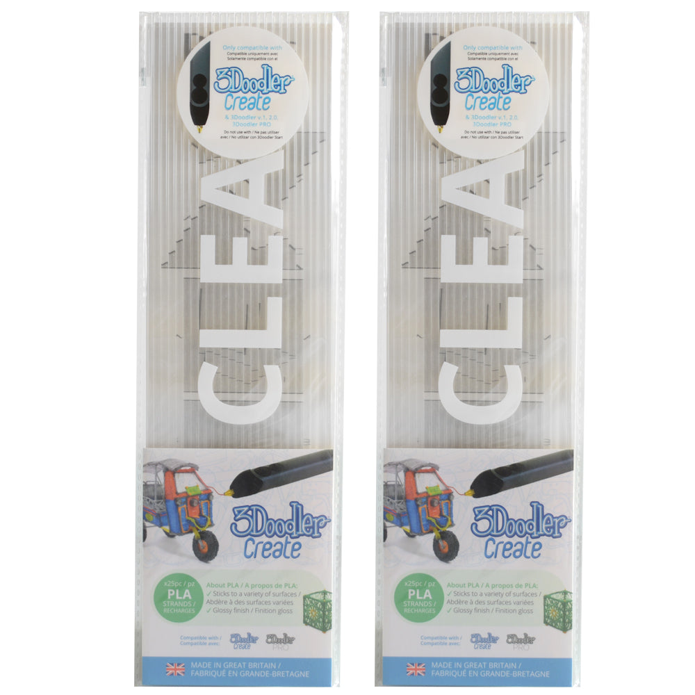 3Doodler Create Clear PLA Plastic Refill - 2 Pack