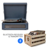 CROSLEY Crosley Voyager Navy - Bluetooth Portable Turntable  & Record Storage Crate - Top-Down View