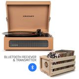 CROSLEY Crosley Voyager Tan - Bluetooth Portable Turntable  & Record Storage Crate - Side View