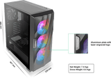 ANTEC DF700 FLUX Wave Mesh Front, High Airflow, Tempered Glass with 3x ARGB Fan Front, 1x Rear, 1x PSU Shell (Reverse Fan blade) ATX Gaming Case - Extra Image