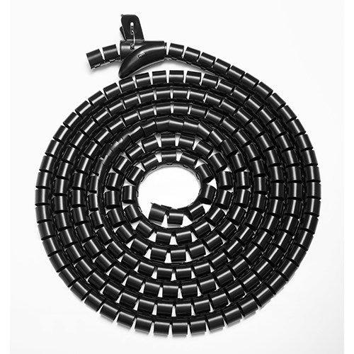 BRATECK 1.2-Inch Flexible Cable Management Sleeve - 1000mm Black PE Coiled Tube