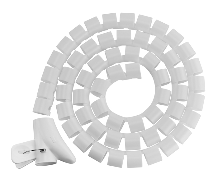 Flexible White Coiled Cable Management Sleeve - 1000mm x 30mm Polyethylene (PE)