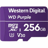 WESTERN DIGITAL Digital WD Purple 256GB MicroSDXC Card 24/7 -25°C to 85°C Weather & Humidity Resistant for Surveillance IP Cameras mDVRs NVR Dash Cams Drones - Top-Down View