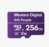 WESTERN DIGITAL Digital WD Purple 256GB MicroSDXC Card 24/7 -25°C to 85°C Weather & Humidity Resistant for Surveillance IP Cameras mDVRs NVR Dash Cams Drones - Side View
