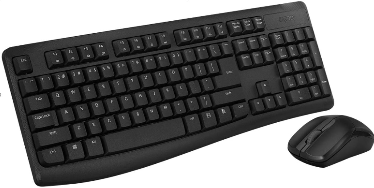 RAPOO X1800Pro Wireless Keyboard and Mouse Set - 2.4G, 10M Range, Spill-Resistant, Optical, 1000 DPI, Long Battery Life, Nano Receiver