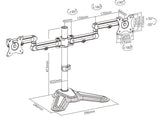Brateck Dual Monitor Premium Articulating Aluminum Monitor Stand Fit Most 17-32 Monitors Up to 8kg per screen - Front View