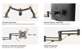 Brateck Dual Monitor Premium Articulating Aluminum Monitor Stand Fit Most 17-32 Monitors Up to 8kg per screen - Side View