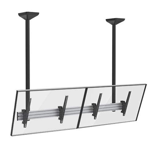 BRATECK Dual Screen Menu Board Ceiling Mount with Long Pole Fit Screen Size 45'-55' Up to 50kg VESA 200x200400x200300x300400x400600x400