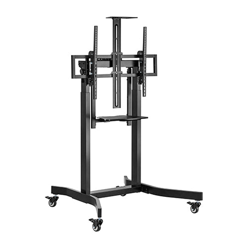 BRATECK Deluxe Motorized Large TV Cart with Tilt Equipment Shelf and Camera Mount Fit 55'-100' Up to 120Kg - Black