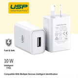 10W Intelligent USB-A Wall Charger Adapter with Fast Charging Capability
