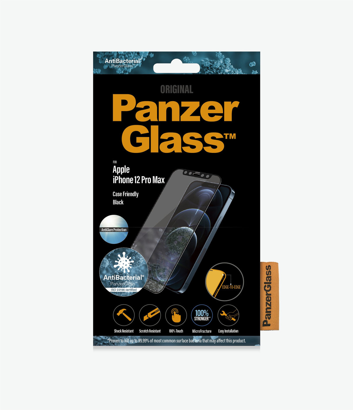 PanzerGlass Anti-Glare Screen Protector for iPhone 12 Pro Max - Full Frame Coverage & Shock Resistant - Antimicrobial Protection