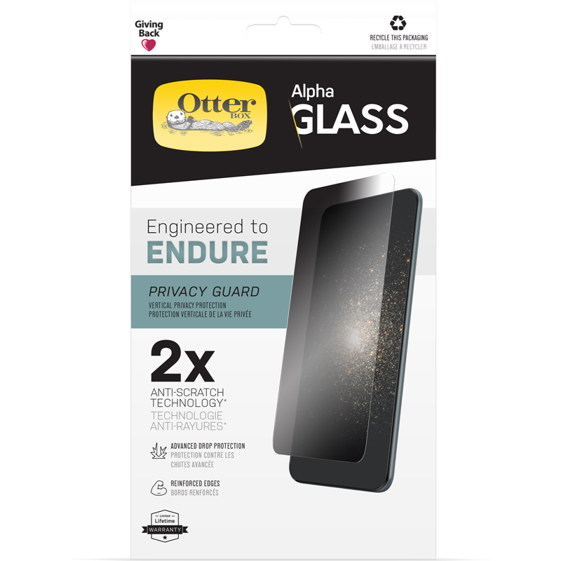 OtterBox Amplify Glass Privacy Screen Protector for iPhone 13 Mini - Shatter-Resistant with Antimicrobial Defense