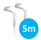 UBIQUITI patch cable with both end bendable RJ45 5m - White - Side View