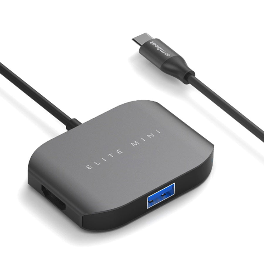mbeat Space Grey USB-C Hub Adapter with HDMI and Dual USB Ports - Aluminium Finish