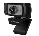 VERBATIM 1080p Full HD Webcam - Black/Silver FHD 1920x1080, 2.0 Mega Pixels, Compatible with Windows XP,7 8, 10, Android V5, MacOS 10.6 or Above - Front View