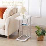 Bedside Table with Power - Chic Look, White - Front View