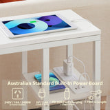 Bedside Table with Power - Chic Look, White - Top-Down View