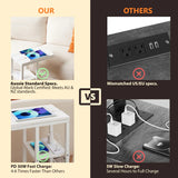 Bedside Table with Power - Chic Look, White - 45-Degree Angle
