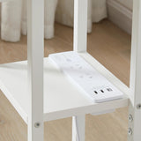 Bedside Table with Power - Chic Look, White - Low Angle