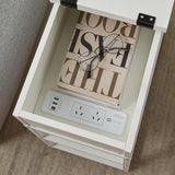 Multi-Tier Bedside Table with Powerboard, White - Side View