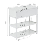 Multi-Tier Bedside Table with Powerboard, White - Low Angle