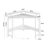 Compact L-Shaped Corner Desk with Built-In Power Board White - Close-Up Angle