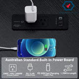L-Shaped Desk with Built-In Charging Station Black